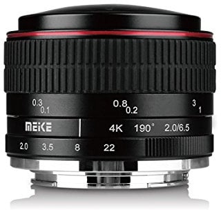 Meike MK 6,5 mm f/2.0 Kreisförmige Objektiv Fisheye für E-Mount Kameras NEX 5 A6000 A6300 A6400 A6500