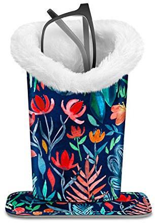 FINTIE Plush Lined Eyeglasses Holder, Glasses Stand Case, Anti-scratch Glasses Storage Organizer for Desk, Nightstand, Office, Jungle Night
