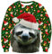 Hässlicher Weihnachtspullover für Damen, 3D-Faultier mit roter Mütze, bedruckter Pullover, Sweatshirts 80er Jahre, Jungen, Hemden, Erwachsene, Weihnachten, langärmelig, Tops, T-Shirt, Unisex,
