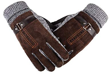 SOMTHRON Herren Warme Winddicht Leder Handschuh Motorrad Winter(CO)
