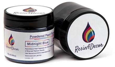 RESIN4DECOR Metallpulverförmiges Perlglanzglimmerpigment für Epoxidharzprojekte, Schmuck, Kunsthandwerksprojekte, Epoxidtisch, Tafel, Tablett, Leinwand, Malerei, 25g (Midnight Blue)