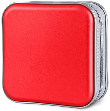Siveit CD/DVD Cases 40 Capacity Disc Storage Binder for Car(Red)