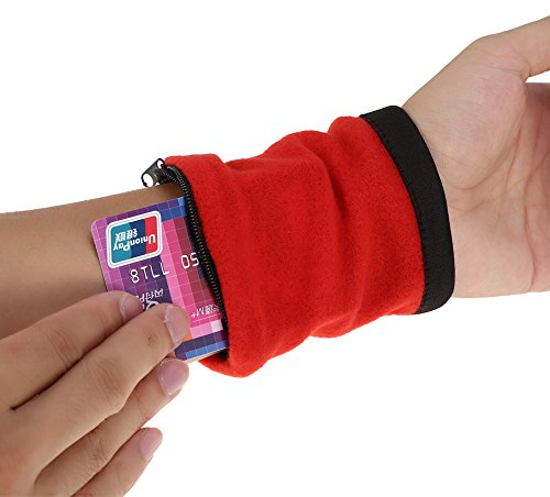 Handgelenk Tasche Outdoor Sport Running Wristband Jogging Exercise Gym Handgelenk Tasche Double Sided Wristlet Wallet mit Rei?Verschluss Rot 9 x 10cm