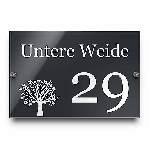 Edles Namensschild | Türschild mit Gravur mit über 80 Motiven Familien-Haus Namensschild Familienschild Türschilder für die Haustür mit Namen 30x20 cm