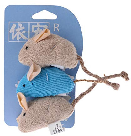GROOMY Jouets pour Chats, 3 pièces/Ensemble Jouet en Forme de Rat Herbe à Chat Chat Chat Chaton à gratter en Peluche Souris Jouet de Jeu