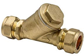 Brass Compression 15mm 22mm Inline Y Strainer with Stainless Steel Mesh Debris Filter (15mm)