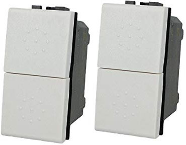 2 Pezzi Pulsante Interbloccato Doppio Saliscendi, Compatibile Con Bticino Living Light (Bianco)