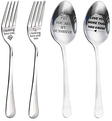 Stecto I Forking Love You Gabel-I Forking Love You-What The Fork is for Dinner-gravierte Gabel, Edelstahl-Essgabel, Ehemann, Ehefrau Und Familie