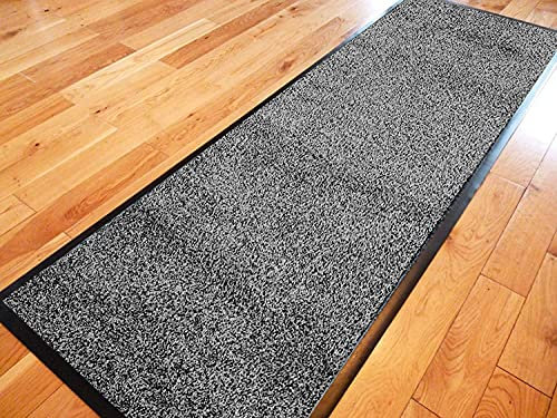TrendMakers Doormat Dirt Stopper Carpet Runner Door Mats Dirt Trapper | 60cm x 90cm GREY | With PVC Rubber Back For Home Office Kitchen Mats | COTTON PILE