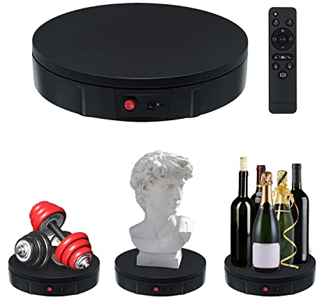 Mcbazel 360 Grad Elektrischer Drehteller Für Fotografie elektrisch drehbarer Drehteller Drehständer Display Tisch zur Präsentation von Schmuck, Uhren, digitalen Produkten-30cm/11.8inch/100k-Schwarz