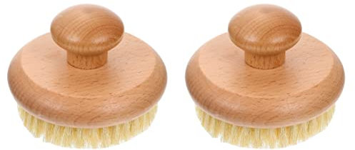 2 Pièces Brosse à Récurer à Manche Rond Éponge Baignoire Poils En Bois