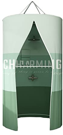 Duschvorhang Rund Runder Polyester Hängender Wärmedämmungs-doppelter Reißverschluss Duschvorhang, Runder Verdickter Wasserdichter Badezimmer Duschvorhang(Green,80X200CM)