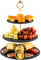 Nyxi 3 in 1 Cake Stand 100% Natural Slate Round Rough Edges Display with Gold Fittings, Can be Used as 3 Tier, 2 Tier & Single Tier Stand Based
