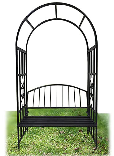LekLai Pergola-Laubenbogen Aus Metall, Mit Bank, Rosengartenbogen, Robustes Metall, Zum Klettern Von Weinreben Und Pflanzen, 2-Sitzer-Gartenstuhl (44,9 X 25,2 X 80,7 Zoll)