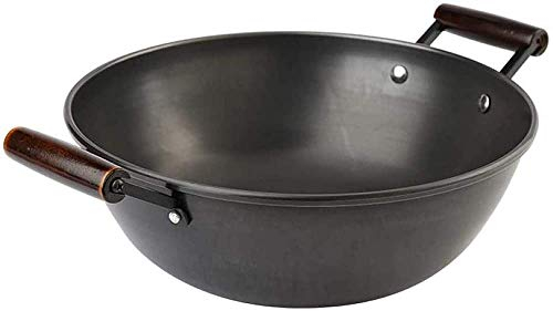 ZAANU Cast Iron Wok Pan Fine Iron Stew Non-Stick Wok Uncoated Household Large Iron Pan Double Ear Pig Iron Stew Pan,-40cm Frying pan Pot (Size : 32cm) (40cm)