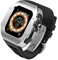 AHNHSKY 316L Stainless Steel Case with Band for Apple Watch Ultra 2/Ultra 49mm Titanium, Luxury Rugged Military Protective Metal Cover Tactical Heavy Duty Protection Strap for Men iWatch, Silver