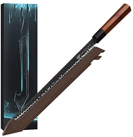 12-Zoll-Schinken-Küchenmesser 3-Schicht 9cr18mov. Clad Steel BRISKET Slicer Cleaver Lachs-Fischmesser mit standbarem hölzernem Rack (Color : Knife And Cover, Size : 12 inch)