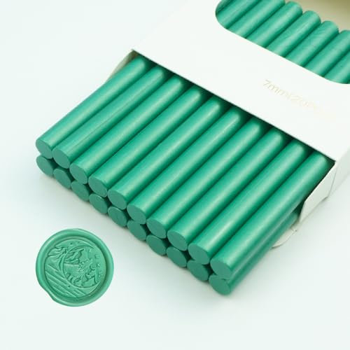 Wachs-Siegel-Stick, Ioggtser 20PCS Mini Klebepistole Wachs-Siegel-Stick für Wachs-Siegel-Stempel, Siegel-Wachs-Sticks für Hochzeit Einladungen, Karten, Umschläge (Forest Green)