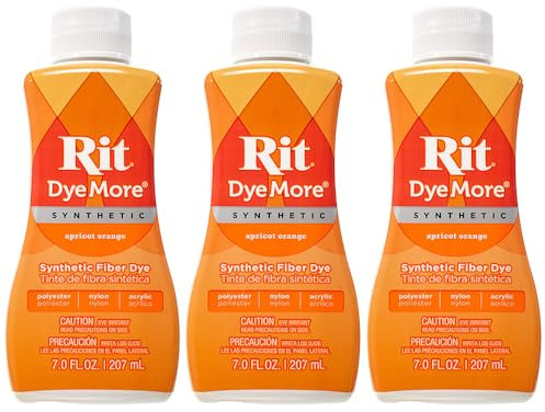 Rit DyeMore - Tinte de fibra líquida sintética de 7 onzas para ropa, decoración y manualidades, naranja albaricoque (paquete de 3)