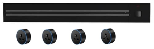 MQL-HDX Zócalos de riel eléctrico para Cocina, Superficie extraíble, Enchufe Deslizante montado en la Pared, múltiples Tomas de Mesa,Black-60cm