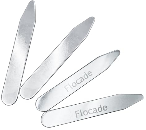 Flocade Metall-Kragenstäbchen für Herren. Rostfreie Eisen-Kragenstäbe. 5,7 cm, 6,3 cm, 7,9 cm, 3 Paar, silber, 2.2 inches,2.5 inches,2.75 inches
