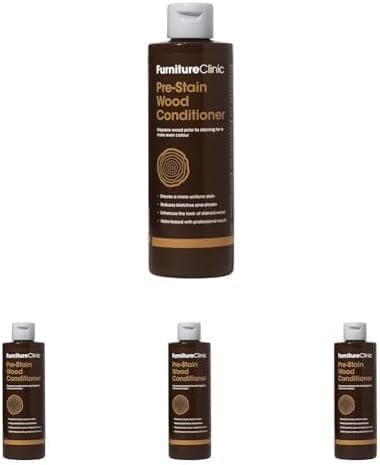 Furniture Clinic Pre-Stain Wood Conditioner - Water-Based - Indoor and Outdoor Use - Low Odour and Non-Toxic – Use Before Staining Wood 250ml (Pack of 4)