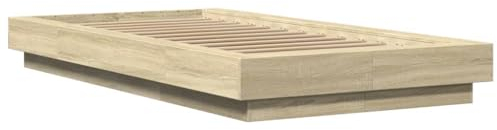 vidaXL Bettgestell, Bett Einzelbett für Schlafzimmer, Bettrahmen mit Lattenrost, Schlafzimmerbett Modernes Design, Sonoma-Eiche 100x200cm Holzwerkstoff