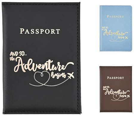 FUZVOL - Housse de passeport en cuir PU pour documents, portefeuille de passeport pour cartes de crédit, cartes de visite, argent, portefeuille de voyage pour femmes et hommes, accessoires de voyage