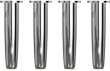 YJRZYQKXKL Möbelfüße Chrom, 4 Stück Verstellbar Möbelfüsse Kegel Möbelbeine Höhe: 8-15cm Sockelfuß Aluminiumlegierung | Eloxierte Oberfläche Schrank Füße Couchtisch Beine Tischfüße Sofasfüße-15cm/6