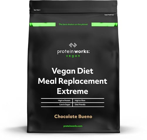 Protein Works - Vegan Diet Meal Replacement Extreme, 200 Calorie Meal, Up to 25g Protein, Plant Based, 33 Meals, Chocolate Bueno, 2kg