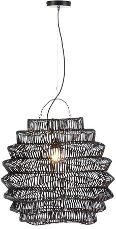 LAMPARA DE TECHO 55X55X60/200 RATAN NEGRO
