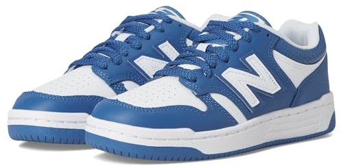 New Balance Kids 480 V1 Lace-Up Trainers, White/Blue Agate, 5.5 Big Kid