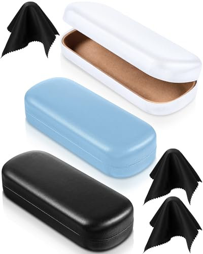 Frienda 3 Stück Hartschalen-Brillenetui, tragbar, Hartschalenetui, Taschengröße, Sonnenbrillenetui für Männer, Frauen, Studenten, Schwarz / Weiß / Blau, Einheitsgröße
