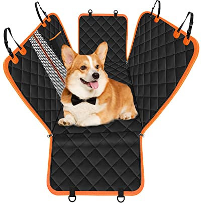 Dog Car Seat Cover for Cars Back Seats, Waterproof and Scratch-Proof Car Seat Cover with Mesh Visual Window and Storage Pocket
