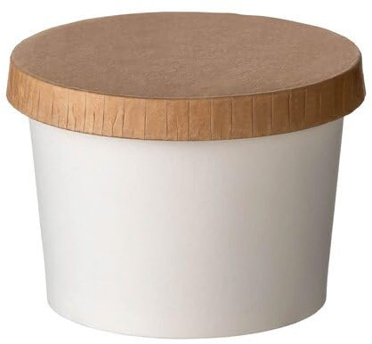 VEPATIM 50 Eisbecher aus Papier weiß Ø90mm 250 ml mit braunem Deckel