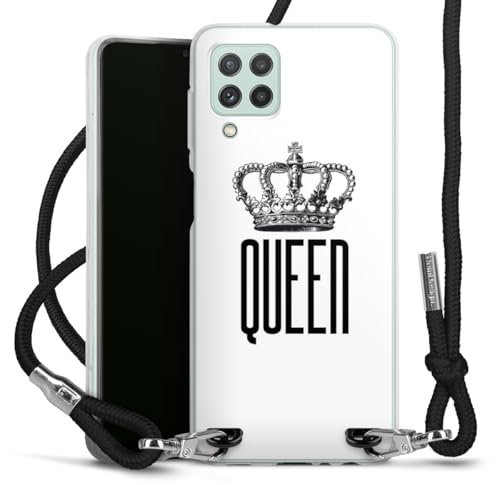 Carry Case kompatibel mit Samsung Galaxy A22 4G Hülle mit Band Handykette zum Umhängen schwarz Queen Königin Krone