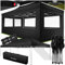 tectake® Pavillon Faltpavillon 3x6 m, faltbar, wasserdicht, Gartenpavillon mit 4 Seitenteilen, inkl. Heringe, Tasche, Überdachung Terrasse, Festzelt, Gartenzelt, Event Shelter, Partyzelt - schwarz
