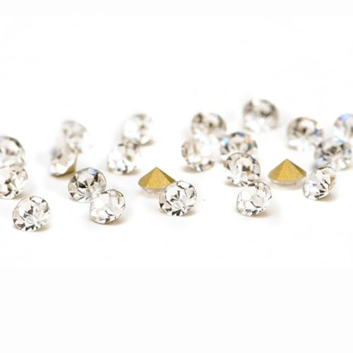 Blausky 1440 Stück Spitzer Rücken Cabochons Diamant,Glitzersteine,Facettiert Glas Strasssteine,Kleine Lose Steinperlen für Ring Nagelkunst Handwerk Ohrring DIY Schmuck,Weiß,3.5mm