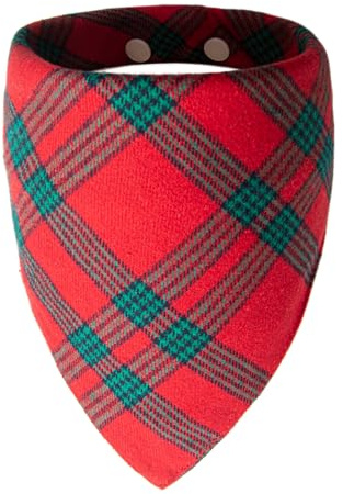 ICEMOOD Hundebandana für Weihnachten – Karo-Halstuch mit Druckknopf, weich, atmungsaktiv & waschbar, Accessoire für kleine und mittelgroße Hunde (3–15 kg), Rotes Karo