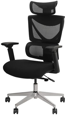 MUSSO V900 Structure Master Ergonomischer Bürostuhl mit 3-stufig verstellbarer Rückenlehne, Lendenwirbelstütze, 4D-Armlehne und Kopfstütze, Netz-hohe Rückenlehne für Zuhause/Büro (keine Fußstütze