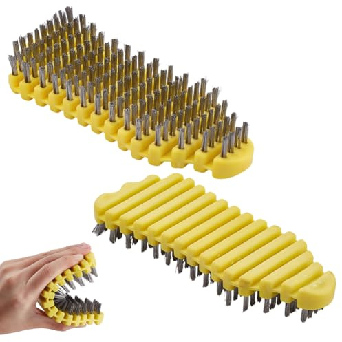 AHANDMAKER 2 Stück Langhantelbürste Zum Reinigen von Stangen TPE Stahlborsten Langhantel Reinigungsschrubber Flexibler Reiniger Für Die Wartung von Sportgeräten Im Fitnessstudio Gelb