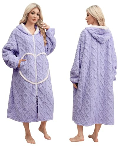 FEELJAM Decke mit Ärmeln und Kapuze, Kuscheldecke Hoodiedecken mit Reißverschluss und Taschen