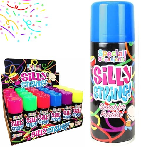 Party Silly String Spray 200ml – Fun Party Streamer Spray for Kids & Adults – Crazy Colourful Silly String for Birthdays, Weddings, Festivals, Christmas, New Year & Celebrations (Blue - 8002B)