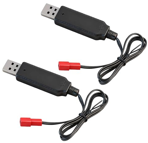 2 Stück RC Akku Ladegerät Kabel mit JST Stecker für 3,7V LiPo & 3,6V NiMH/NiCd Akkus, USB Ladegerät für RC Ladegerät, kompatibel mit RC Autos, Boote, Flugzeuge und Drohnen