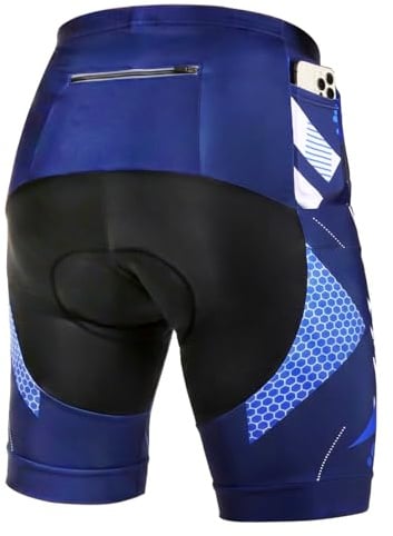 BSBUY Pantaloncini Clismo Uomo in 5D Gel Imbottito Pantaloni da Ciclismo da Uomo Traspiranti Asciugatura Rapida Pantaloni Bici MTB Traspiranti Asciugatura Rapida con 3 Tasche