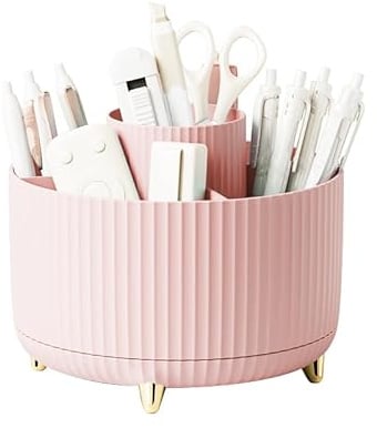 Diesisa Make Up Organizer: 360° Drehbar Kosmetik Organizer - Pinselhalter Mit 5 Fächer - Cosmetic Organizer für Make-up-Pinsel, Kosmetik, Nagellack, Künstlerbedarf, Makeup Organizers - Rosa