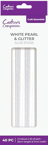 Crafter's Companion 7mm Glue Stick White Pearl & Glitter - Pack of 40-2 Different Effects