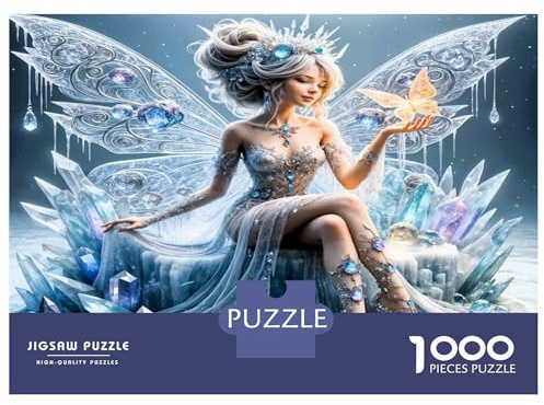 Eis Fee Kristall Flügel 1000 Stück Puzzle Gute Pappe -Bundle Frostiger Zauber Premium Puzzle Hochwertige Pappe – Senioren Enthusiasten, Konzentrationstraining, Einweihungsgeschenk Büropause 52x38cm/10