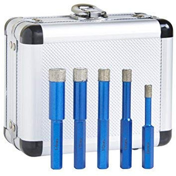 DTW Dry Diamond Drill Bit Kit for Tiles (6mm, 8mm, 10mm, 12mm, 14mm)