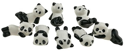Winterworm 8pcs/lot Super Cute Black And White Ceramic Panda Chopsticks Stand Rest Rack Porcelain Spoon Fork Knife Holder Rack For Home Decoration